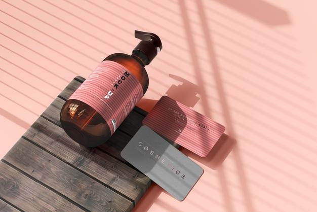 Amber Glass Pump Bottle Mockup Psd