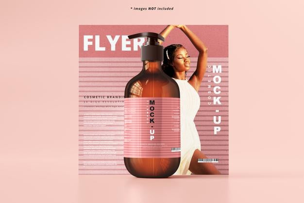 Amber Glass Pump Bottle Mockup Psd