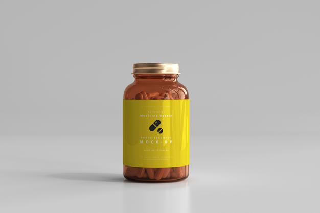 Amber Medicine Bottle Mockup Psd