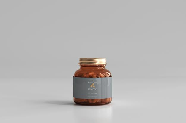 Amber Medicine Bottle Mockup Psd