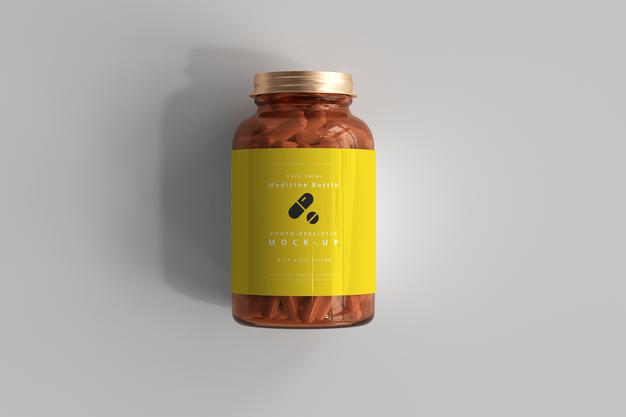 Amber Medicine Bottle Mockup Psd