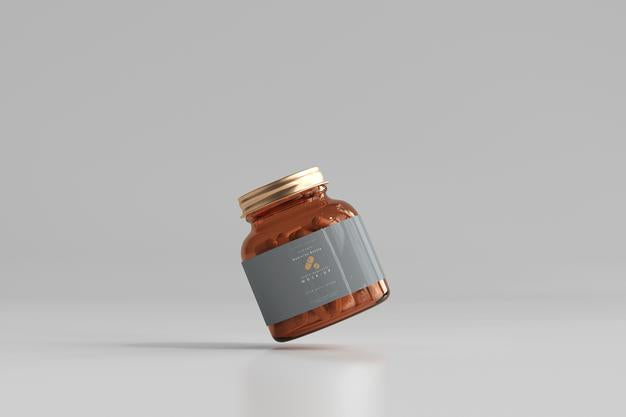 Amber Medicine Bottle Mockup Psd
