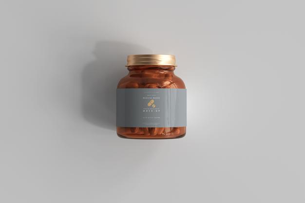 Amber Medicine Bottle Mockup Psd