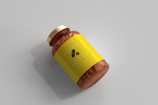 Amber Medicine Bottle Mockup Psd