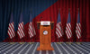 American Election Podium With Flags Mock-Up Psd