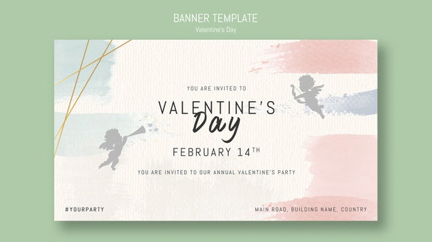 Annual Valentine'S Day Party Invitation With Angels Psd