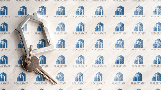 Apartment Key On White Real Estate Background Psd