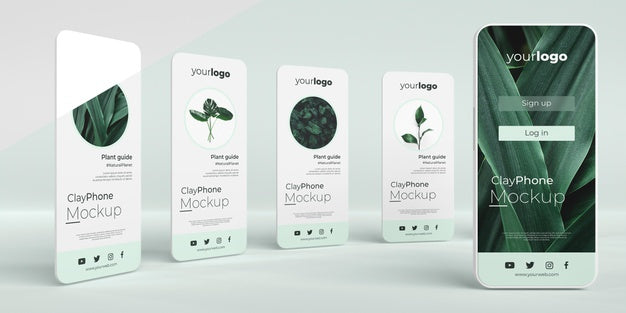 App Interface Mock-Up On Phone Screen Composition Psd