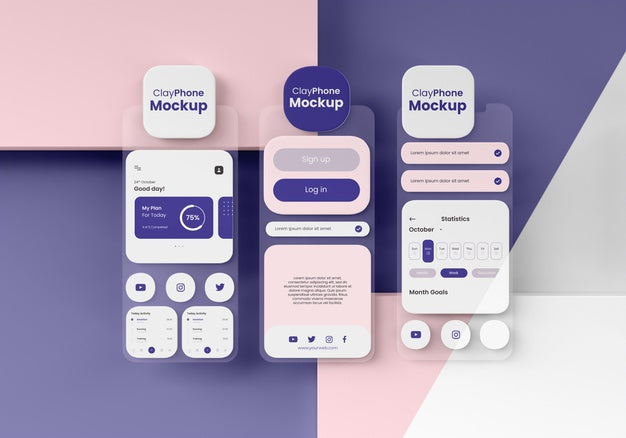 App Interface Mock-Up On Phone Screen Psd