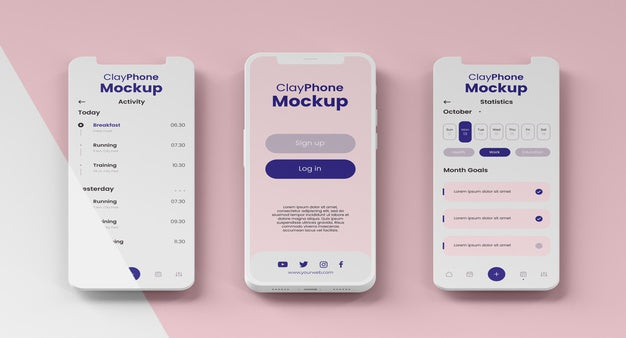 App Interface Mock-Up On Phone Screen Psd