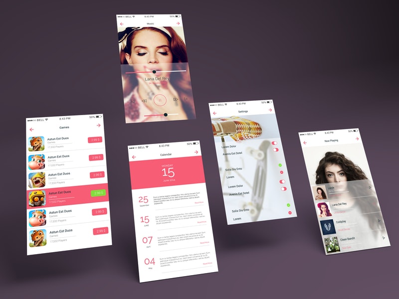 App Multiple Screens Showcase Mockup Vol.7
