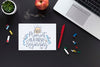 Apple Laptop And Business Motivational Message Psd