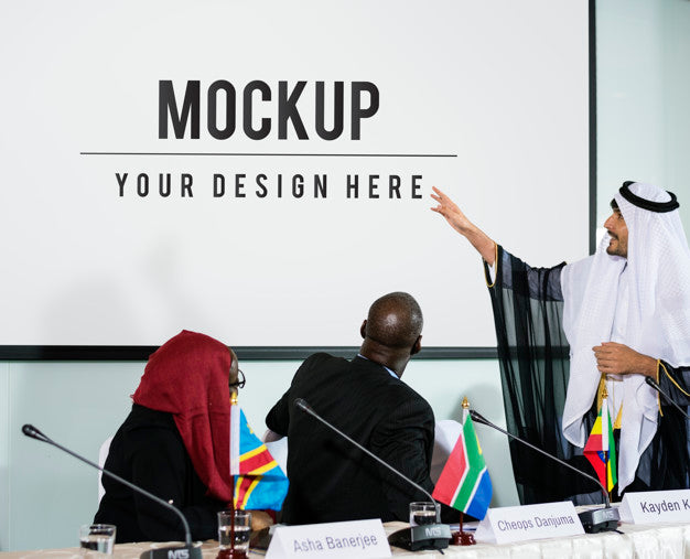 Arabian Explaining Speaker Presentation Conference Partnership Psd