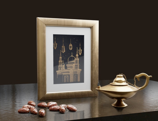 Arabic New Year Arrangement With Dark Background Psd