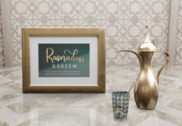 Arabic New Year Arrangement With Golden Teapot Psd