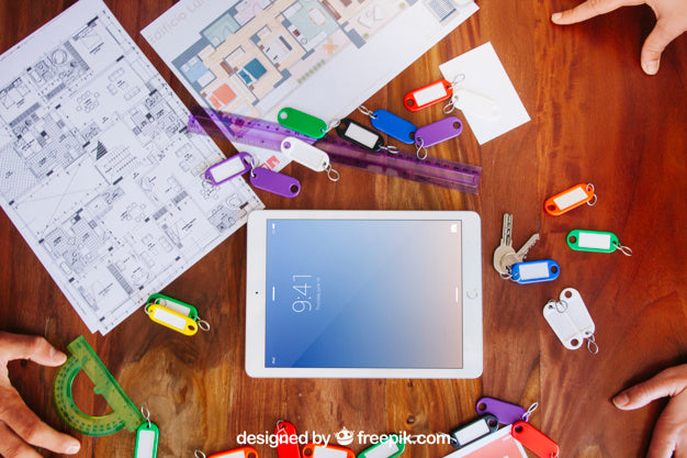 Architect Desk With Tablet Mockup Psd
