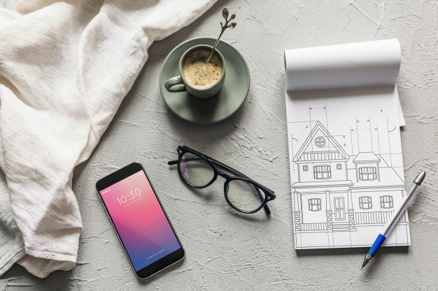 Architecture Composition With Notebook Mockup Psd