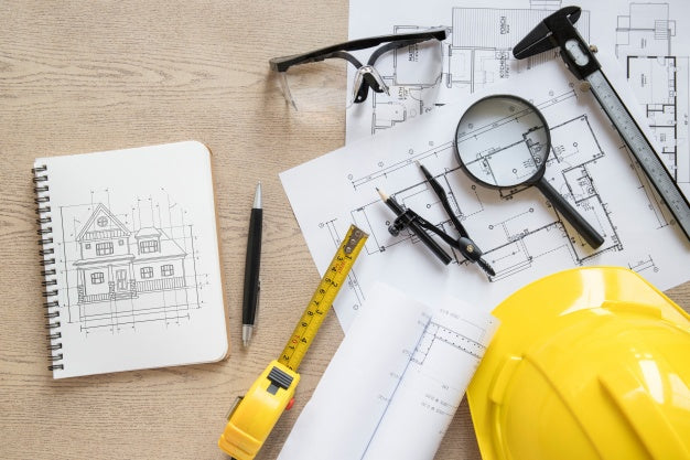 Architecture Composition With Notepad Mockup Psd