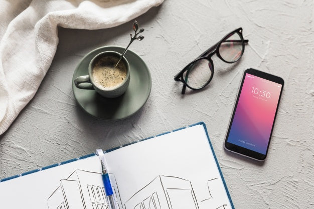 Architecture Composition With Smartphone Mockup Psd