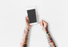 Arms With Tattoos Using Smartphone Psd