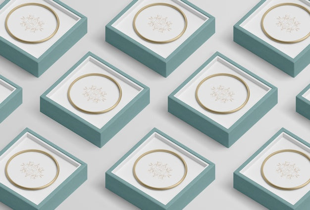 Arrangement Of Blue Jewellery Gift Boxes Psd