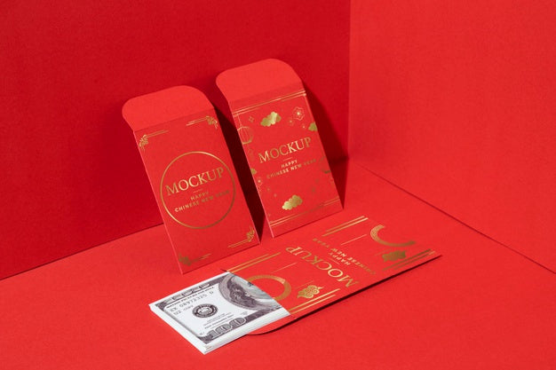 Arrangement Of Chinese New Year Elements Mock-Up Psd