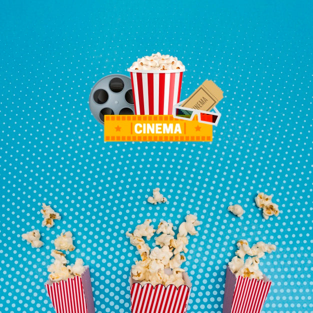 Arrangement Of Cinema Popcorn Paper Bags Psd