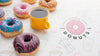 Arrangement Of Colorful Donuts And Black Coffee With Mock-Up Psd