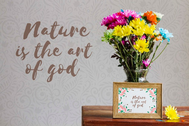 Arrangement Of Colorful Flowers Concept Psd