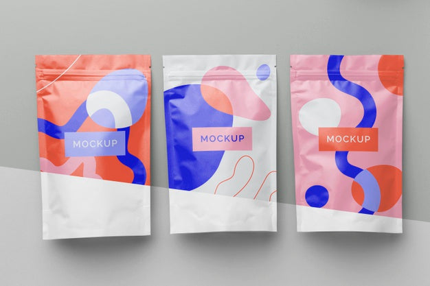 Arrangement Of Colorful Mock-Up Doypack Psd
