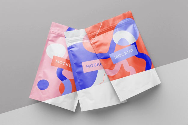 Arrangement Of Colorful Mock-Up Doypack Psd