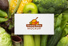 Arrangement Of Delicious Vegetables And Fruits With Mock-Up Card Psd