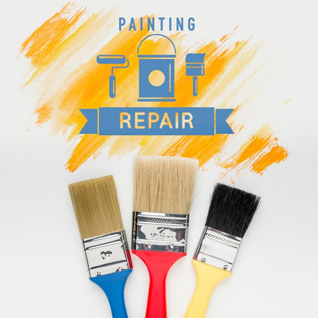 Arrangement Of Different Brushes Mock-Up Psd