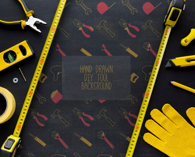 Arrangement Of Different Repairing Tools Mock-Up Psd