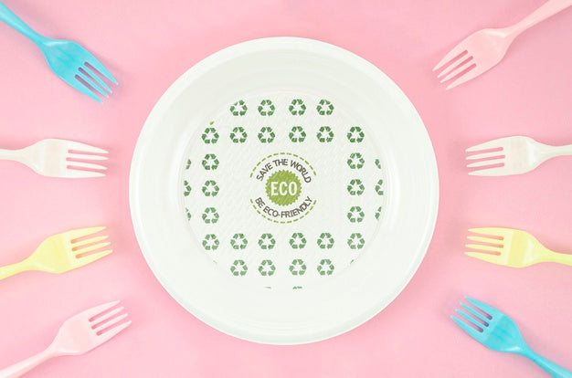 Arrangement Of Eco-Friendly Forks And Plate Psd
