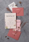 Arrangement Of Elegant Wedding Mock-Up Cards Psd