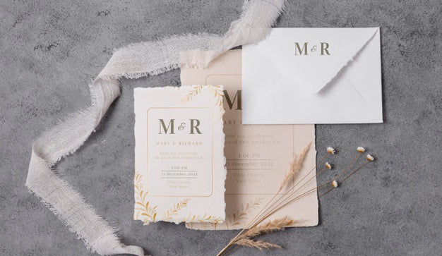 Arrangement Of Elegant Wedding Mock-Up Cards Psd