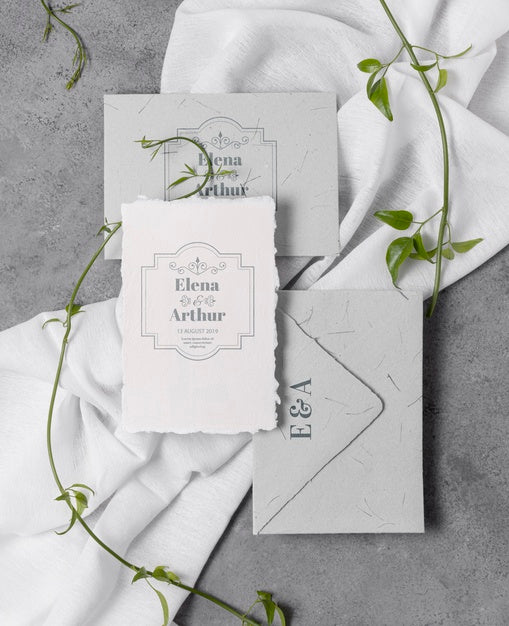 Arrangement Of Elegant Wedding Mock-Up Cards Psd