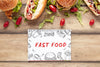 Arrangement Of Fast Food Mock-Up On Wooden Table Psd