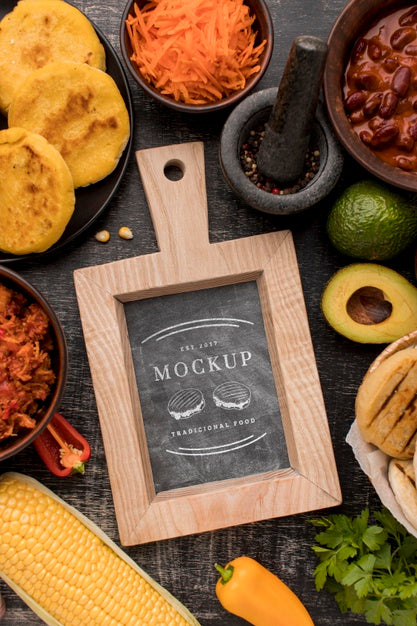 Arrangement Of Food Mock-Up Flat Lay Psd