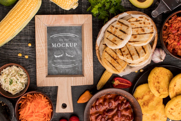 Arrangement Of Food Mock-Up Top View Psd