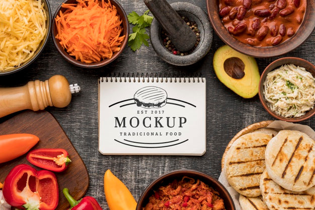 Arrangement Of Food Mock-Up Top View Psd