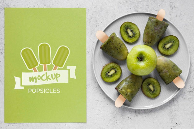 Arrangement Of Fresh Popsicles With Mock-Up Card Psd