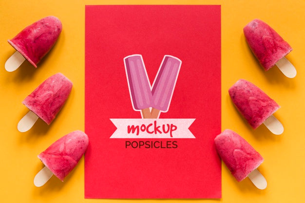 Arrangement Of Fresh Popsicles With Mock-Up Card Psd