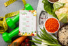 Arrangement Of Healthy Food On Scale And Diet Menu Psd