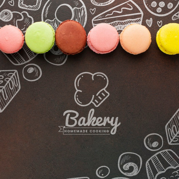 Arrangement Of Macarons With Mock-Up Psd
