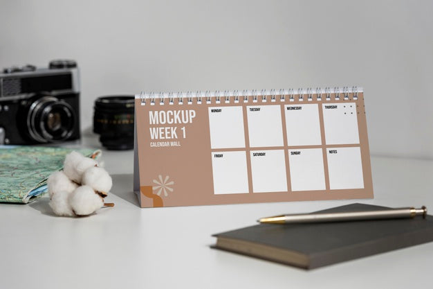 Arrangement Of Mock-Up Calendar Indoors Psd