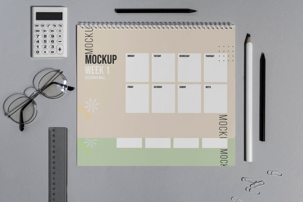 Arrangement Of Mock-Up Calendar Indoors Psd
