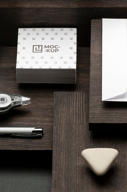 Arrangement Of Mock-Up Stationery On Wood Psd