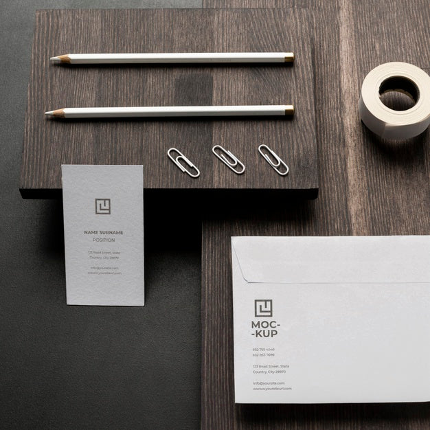 Arrangement Of Mock-Up Stationery On Wood Psd